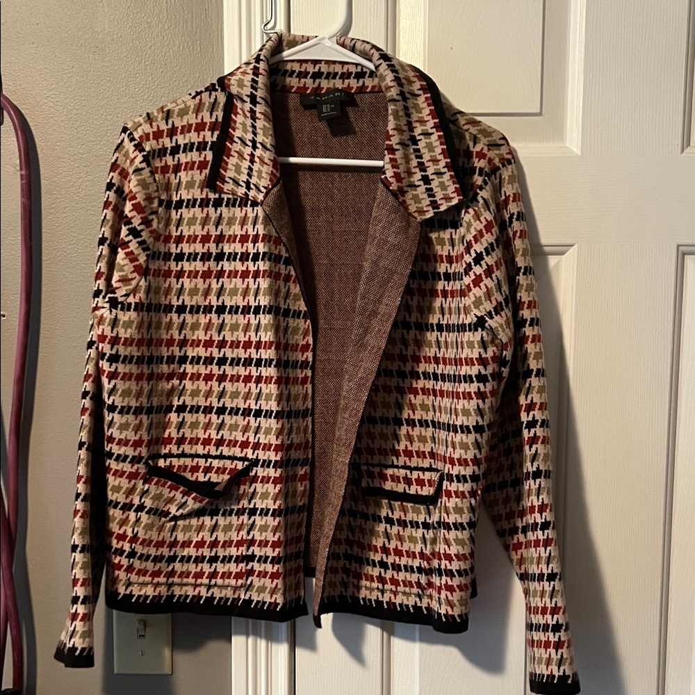 J. Crew Women's Houndstooth Blazer - Black, Red, Cream
